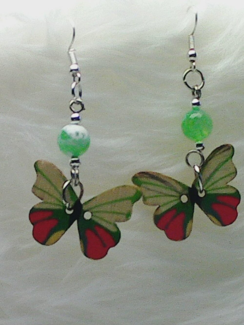 No1216 Pretty handmade earrings with butterflies buttons
